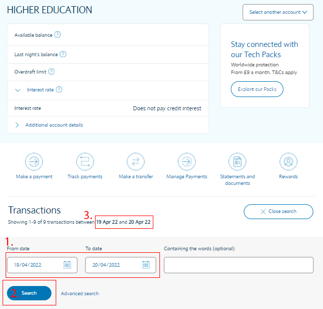 Date range transactions