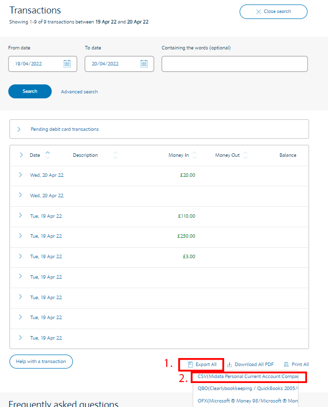 Listed transactions