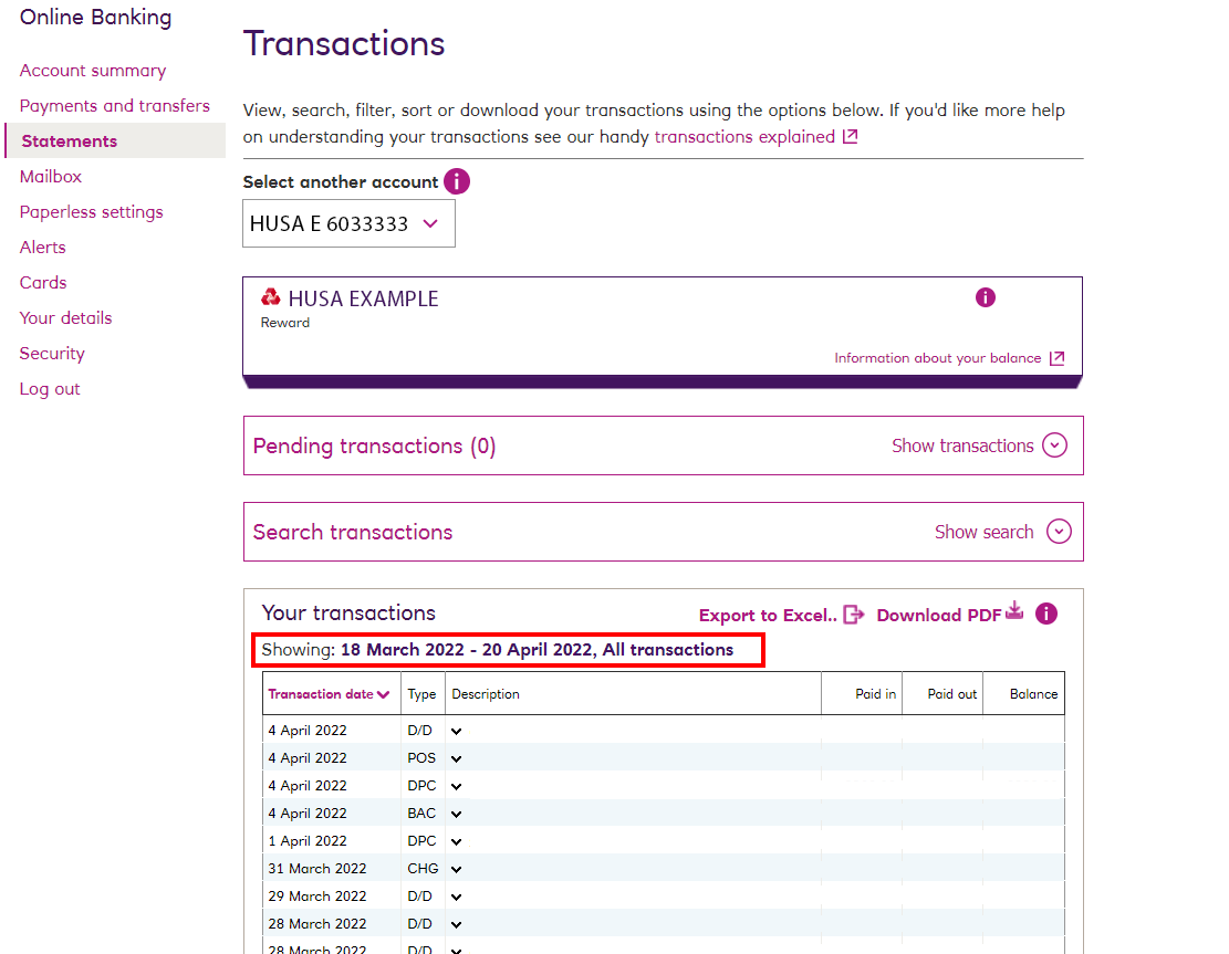 Dated HUSA transaction